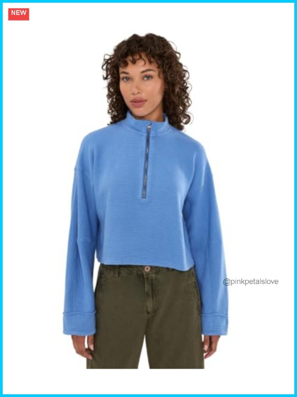 We The Free Celeste Quarter Zip Pullover Cotton Cropped Boxy